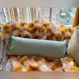 LR Home Neera Corydalis Light Blue Solid Fringe Soft Polyfill 14 in. x 36 in.